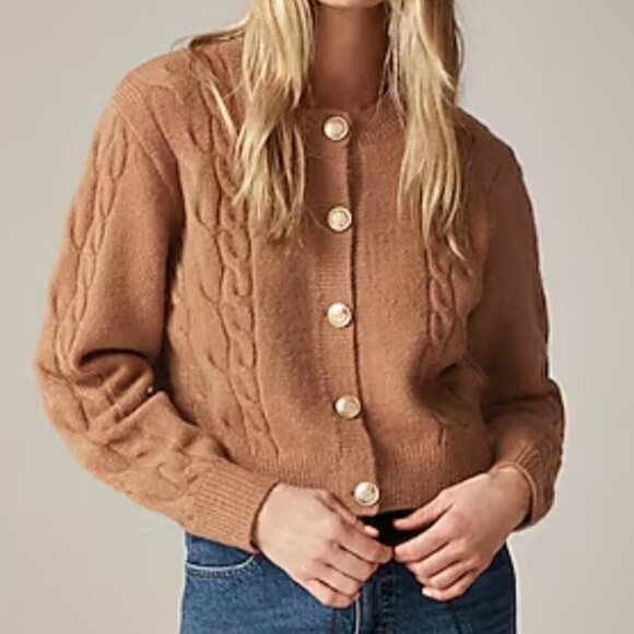 J. Crew Women's Size Small Cable-Knit Sweater Camel Brown Feminine Ladylike NWT